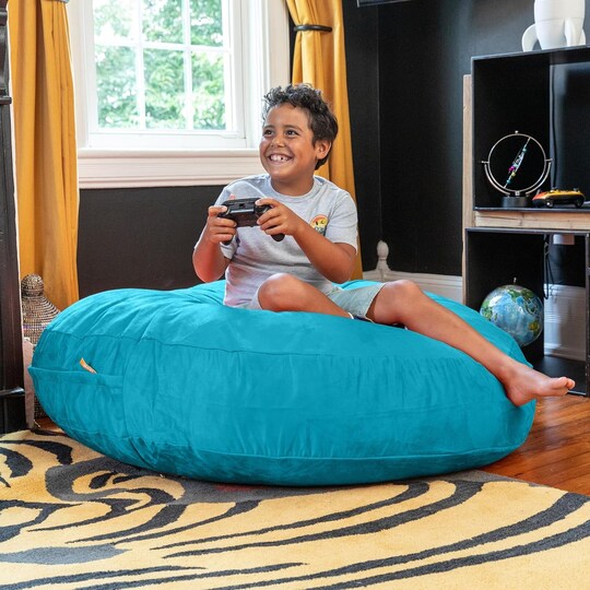 Bean Bags Cocoon Junior Kids Microsuede Bean Bag 4 Feet Aqua Michaels